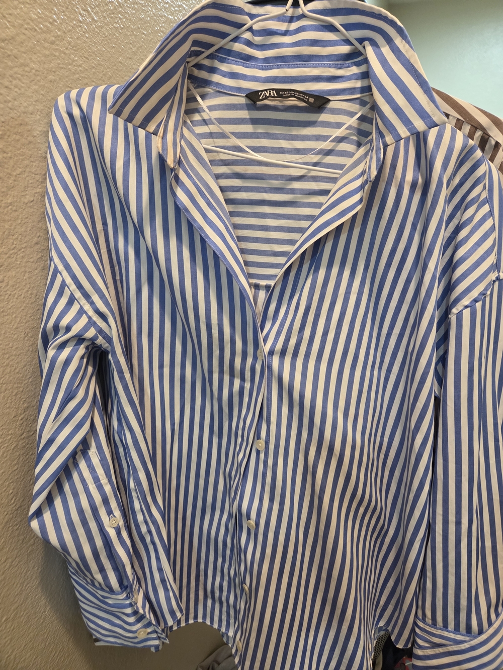 Zara Blue & White Striped Button-Down Shirt